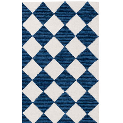 Ebony Hand Tufted Wool Pile Checkered Rug
