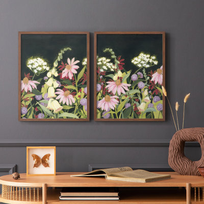 Impression encadrée Moonlit Wildflowers I-Premium - prête à être accrochée - aucun clou requis - aucun clou requis