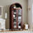 63'' Tall Arched Bookcase with 2 Large Glass Doors, Farmhouse 5 Tier Pantry Storage Cabinet with Adjustable Shelf, for Living Room, Dining, Kitchen, Walnut-1490512794