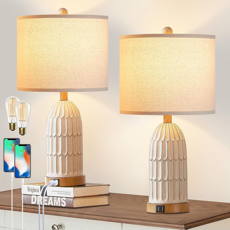 Lampe de chevet bohémienne blanche Latitude Run® Vintage