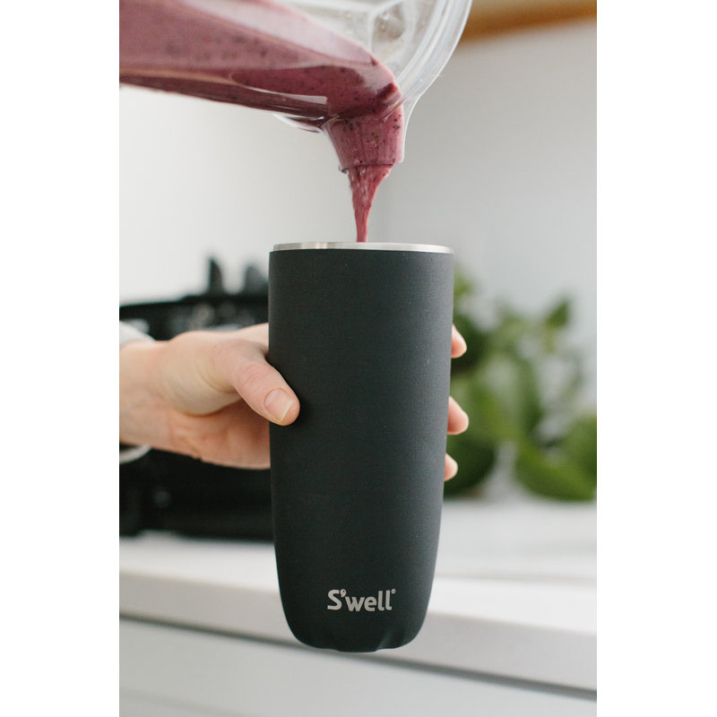 Swell Stainless Steel Tumbler with Straw - Pyrite - Triple-Layered Vacuum-Insulated Containers, Onyx, 24 oz.