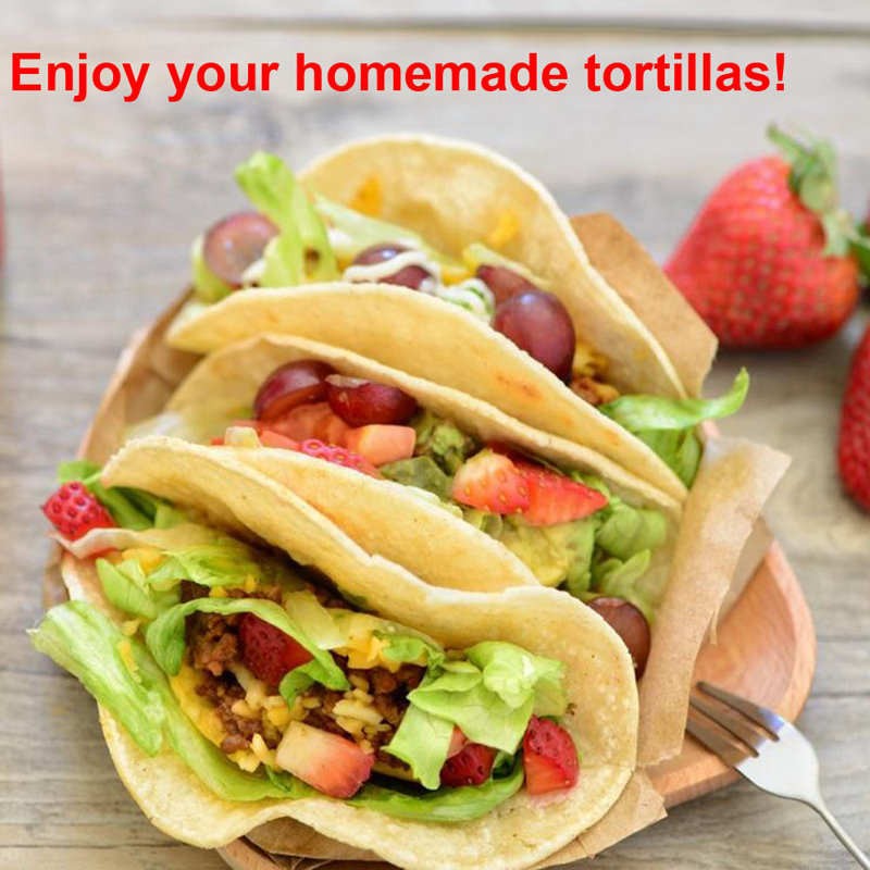 Black Cast Iron 10.4" Non-Stick Tortilla Press with Parchment Paper