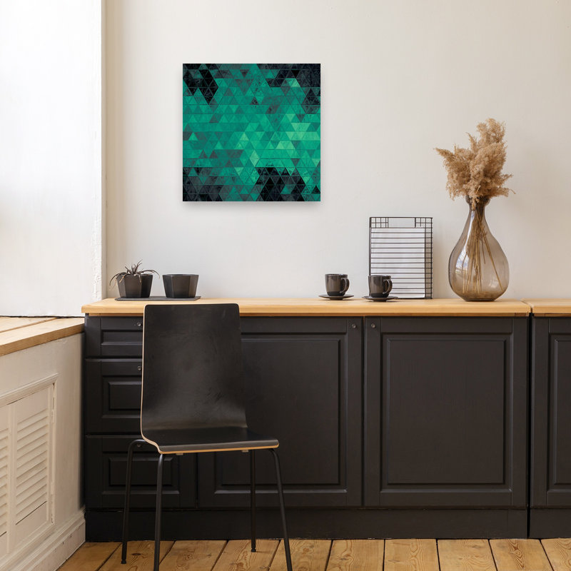 Teal Geometric Mosaic Abstract Colorful Geometric Wall Art Print 1 Piece Wrapped Canvas Wall Art, 45.72cm H x 45.72cm W