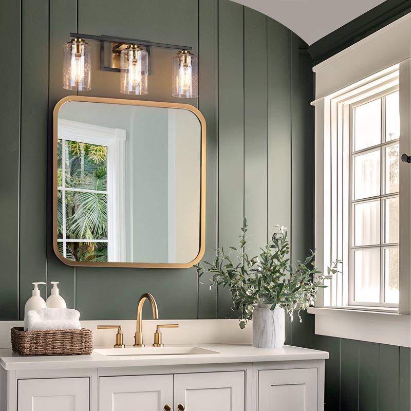 Nayomee Dimmable Vanity Light with Seeded Glass, 3