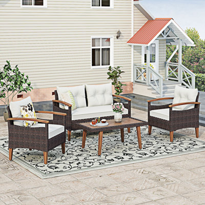 Keesey Rectangular 4 Person 37.4" Dining Set with Cushions by Wildon Home