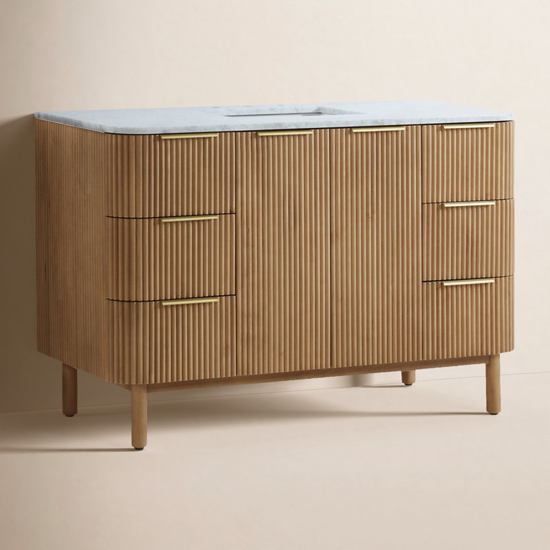Kensington 48" Bathroom Vanity in Fluted Birch, Reeded Birch