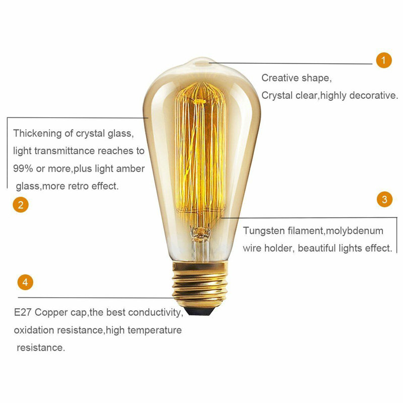 BA22d Dimmable Incandescent Vintage Edison Light Bulb Amber, 40W