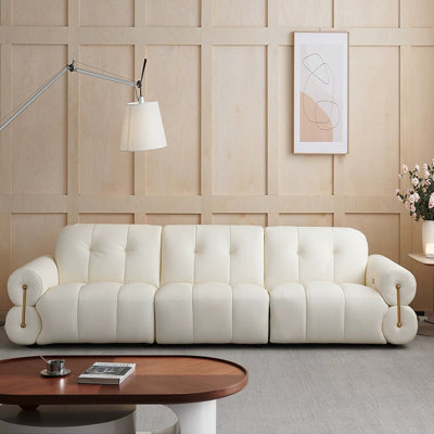 Creamy-white Faux Leather Modular Sofa cushion couch