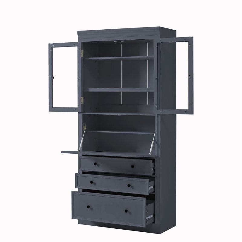 Armoire multifonctionnelle avec 3 tiroirs, tablettes réglables, Noir