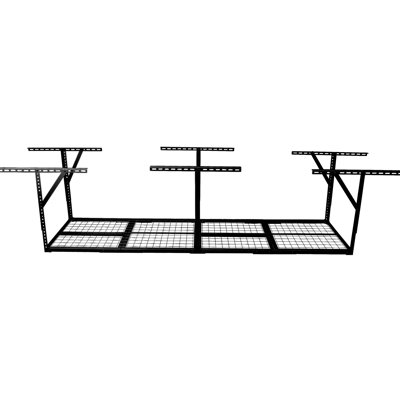 Étagère de rangement suspendue pour garage, 1,2 x 2,4 m, capacité de 272 kg, réglable de 56 à 102 cm, noire, idéale pour ranger les outils inutilisés, robuste et offrant un espace de rangement optimal. Chargement facile et rapide. Dégagement du sol.