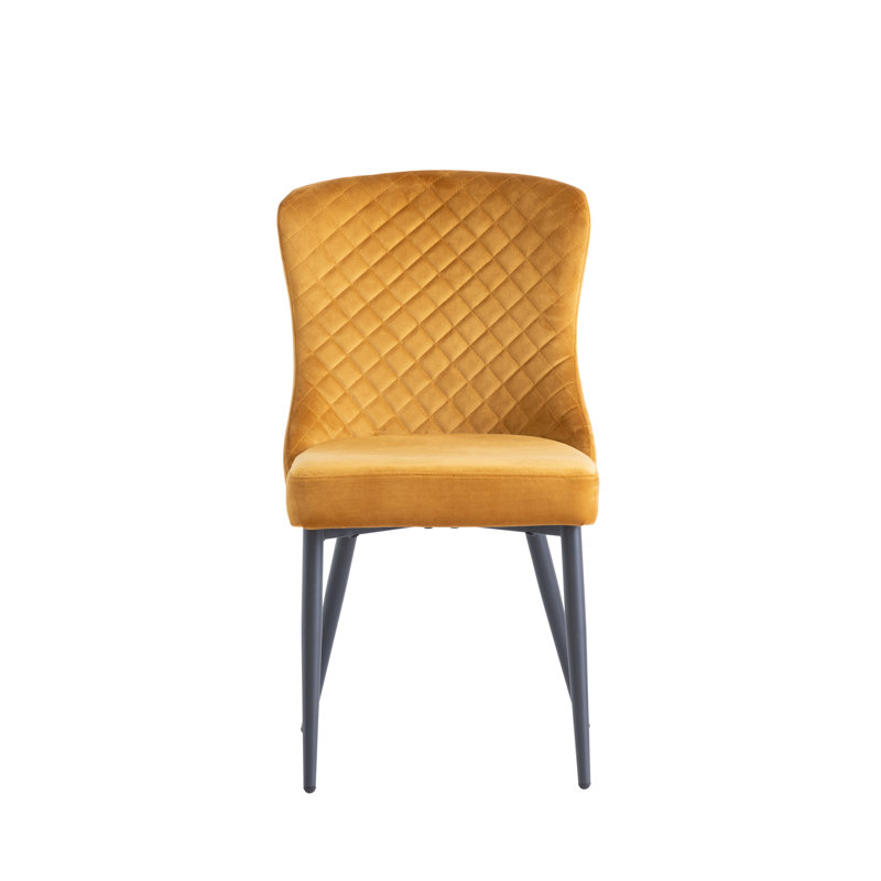 45cm H Velvet Upholstered Metal Side Chair, Antique Gold
