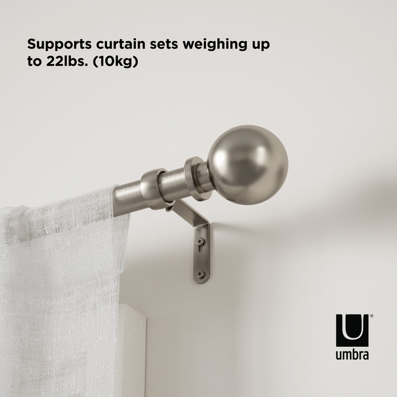 Silver Nickel Adjustable Curtain Rod with Ball Finials