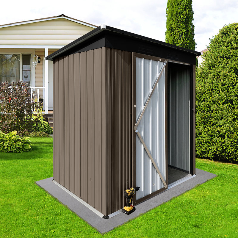 Abri de jardin imperméable en métal de 5 pi 4 pi avec porte verrouillable