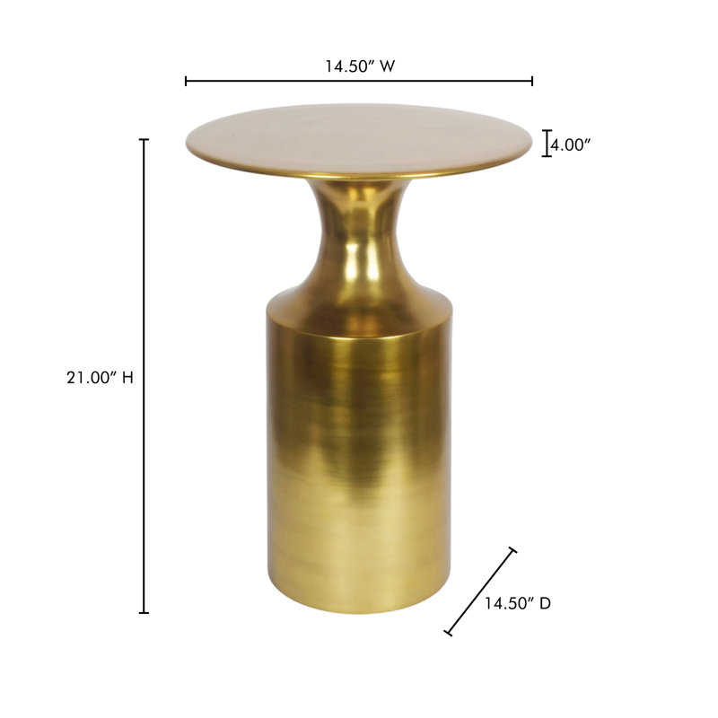Gold Round Aluminum Pedestal Accent Table