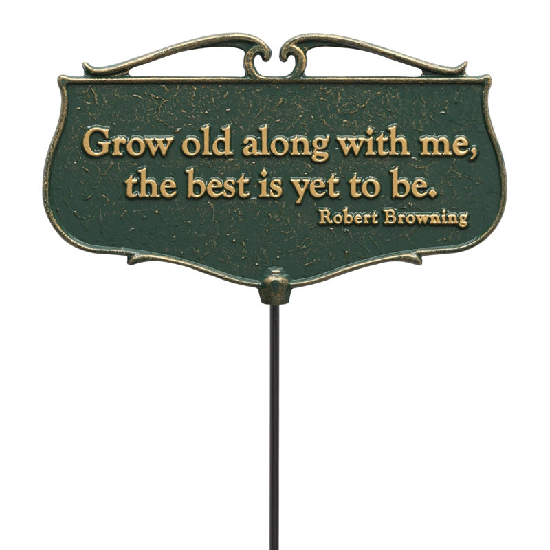 «Products Old Old With Me ...», poème de jardin, vert / or