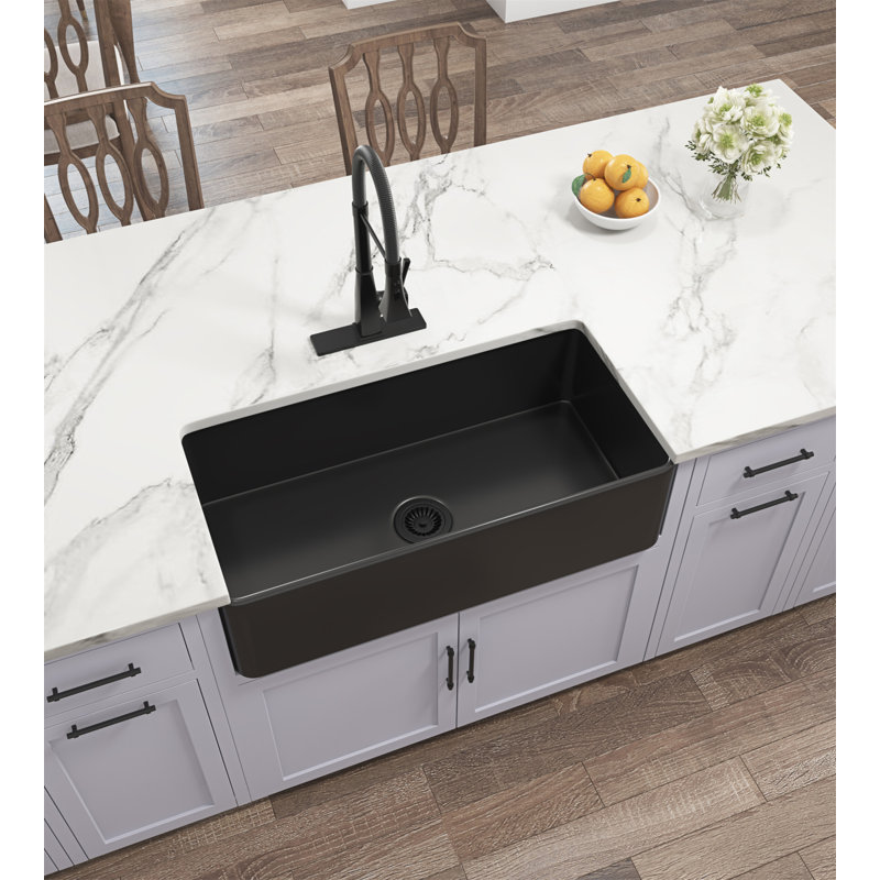 Évier de cuisine à tablier profond Farmhouse Sink, Noir, noir, noir, noir