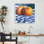 Oranges On Striped Cloth Framed Giclee, design by Kate Jarvik Birch-1667788061-1667788057