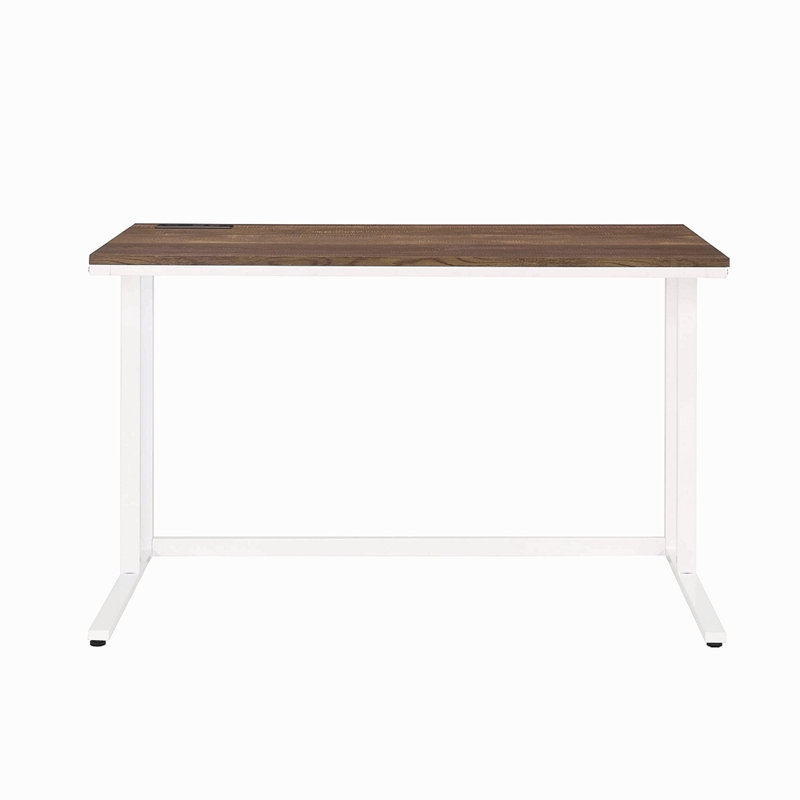 Bureau d'écriture rectangulaire avec port USB et prise, Blanc