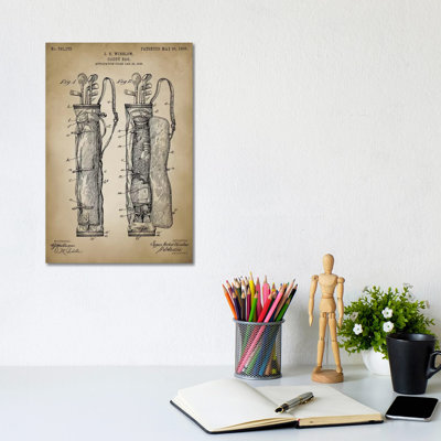 Golf Bag by PatentPrintStore - Wrapped Canvas Print