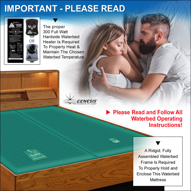 Genesis 9'' Waveless Deep Fill Hard-Side Waterbed Mattress, Queen