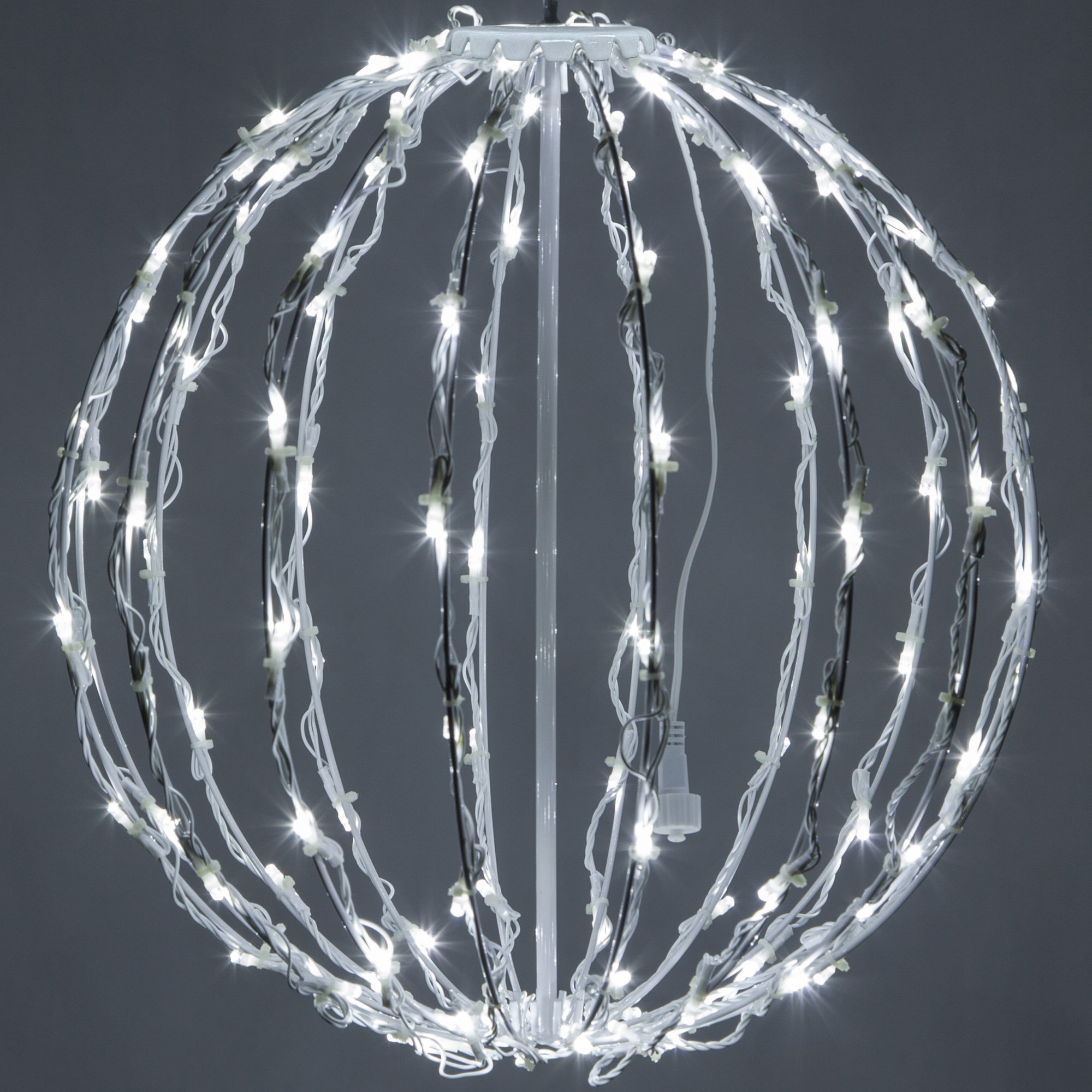 Fold-Flat LED Metal Lighted Outdoor Decoration, 16" H x 16" W x 16" D, Cool White