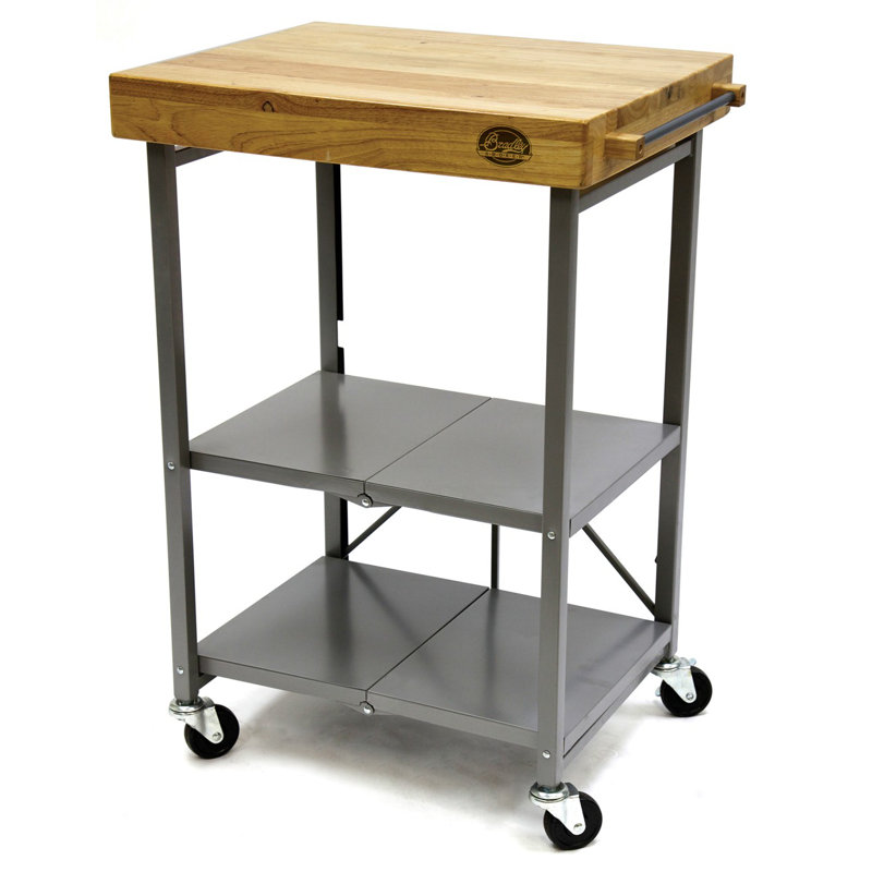 Chariot de cuisine avec plateau en bois