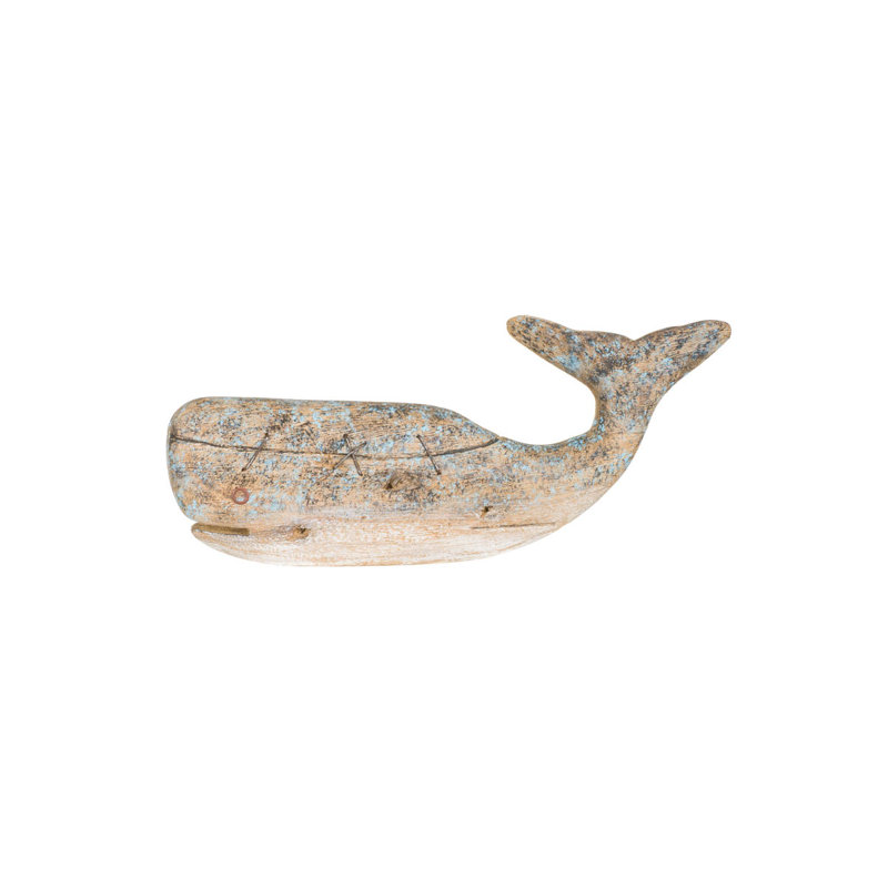 Figurine de cachalot en bois patiné