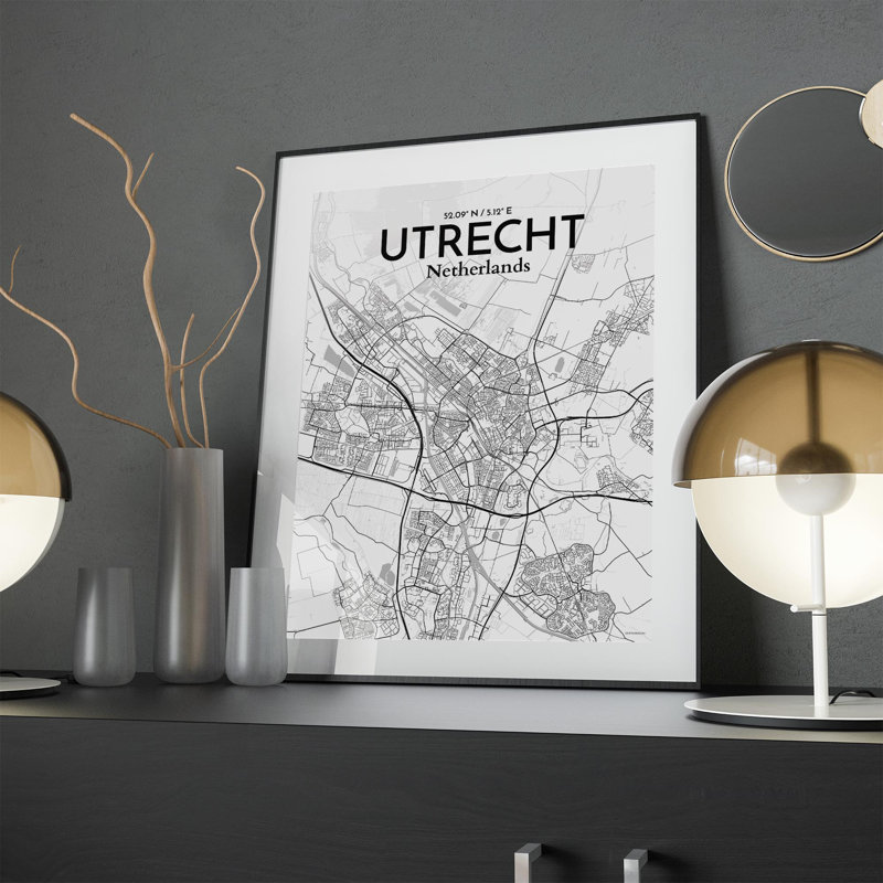 Utrecht City Map In Tones - No Frame Print, 24cm H x 18cm W x 0.05cm D