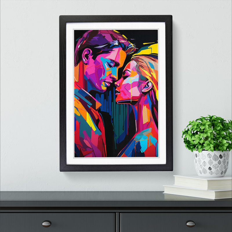 Lovers Pop No.2 - Single Picture Frame Print on Wood, Black Framed, 64cm H x 46cm W x 2cm D