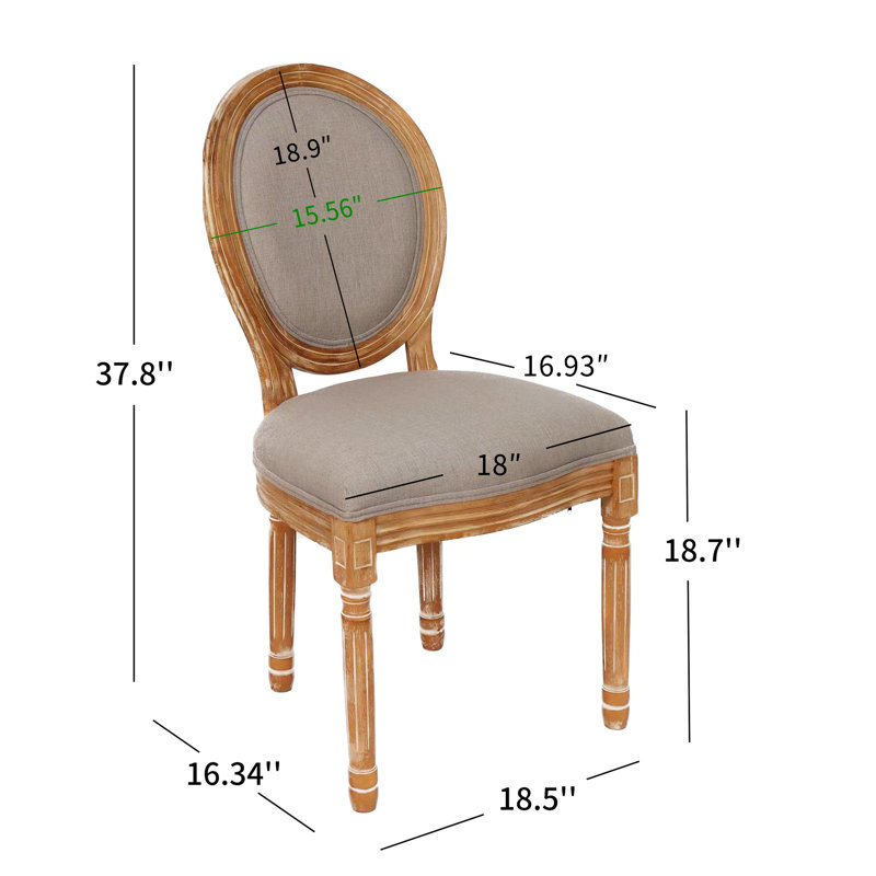 Light Gray Upholstered Wood Oval Back Side Chairs, Set of 2