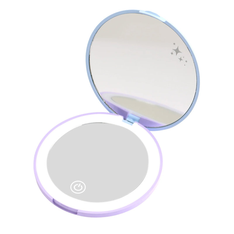 Miroir de maquillage compact rechargeable Impressions Vanity Grogu avec éclairage DEL, grossissement x3, luminosité réglable, rechargeable par USB-C