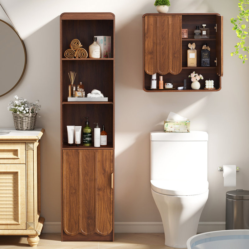 Armoire de salle de bain autoportante, Noyer