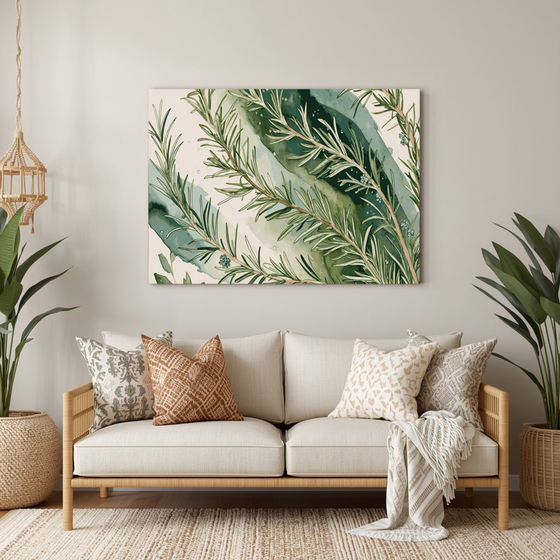 «Botanical Rosemary Beige», art mural en métal, H 132 po x l 168 po x P 0,05 po
