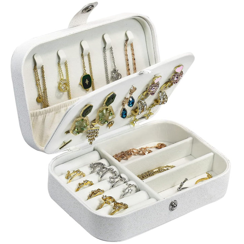 Jewellery Box +, White, 5.3cm H x 16.26cm W x 11.43cm D
