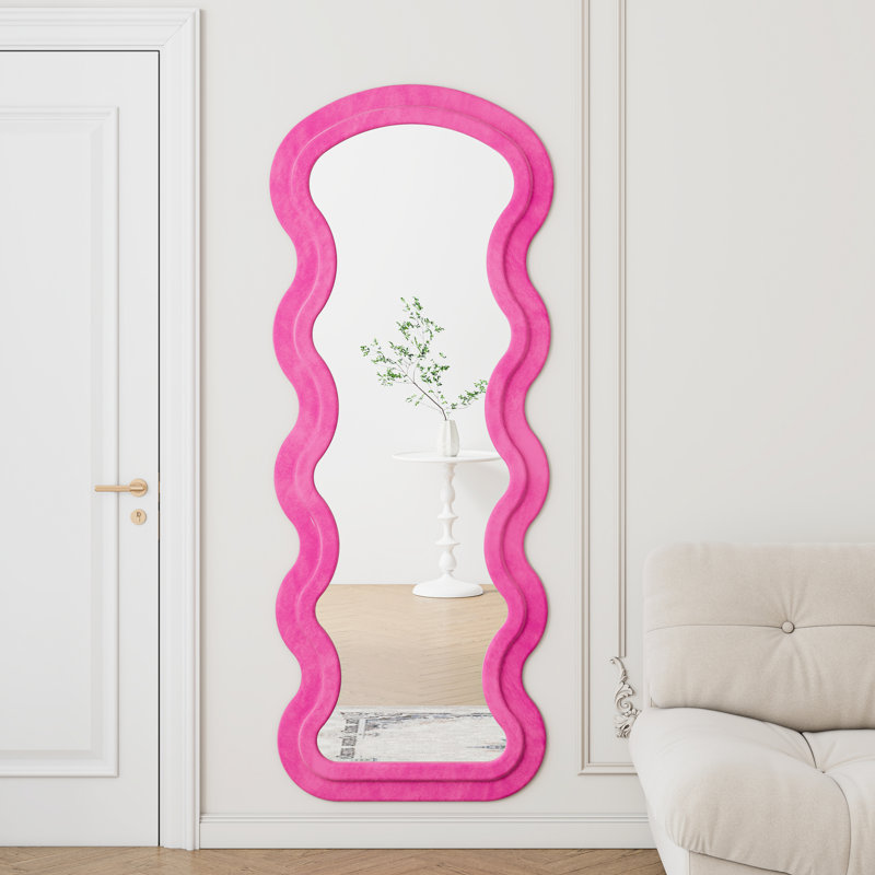 Flannel - Wrapped Rose Full Length Wavy Floor Mirror, Comfortable Feeling, No Image Stretch, For Home Decor And Anniversaries Covered Wave Soft , Great