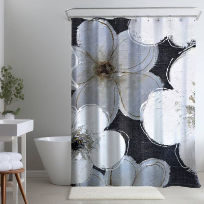 Floral – Polyester Shower Curtain, Dye Sublimation Print, 71" W × 74" L