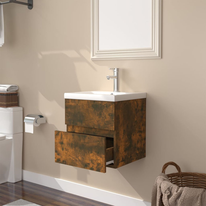 Laranjeira Single Bathroom Vanity with Basin, Smoked Oak