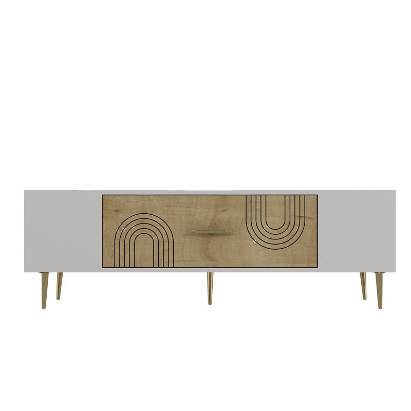 Olivia Unfinished TV Stand, 150cm, White/Natural/Gold