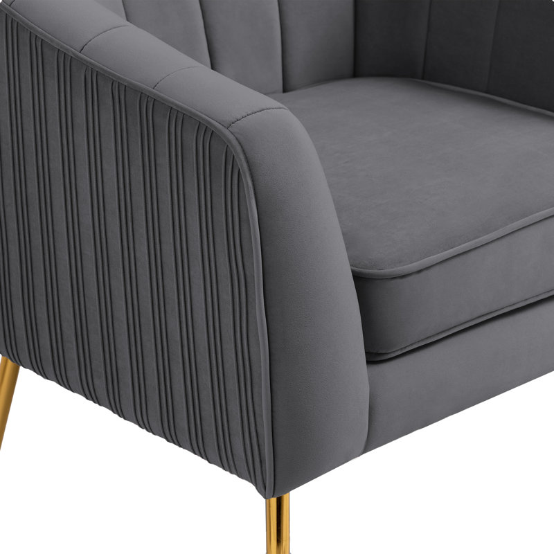 Geniva Velvet Armchair with Ottoman
