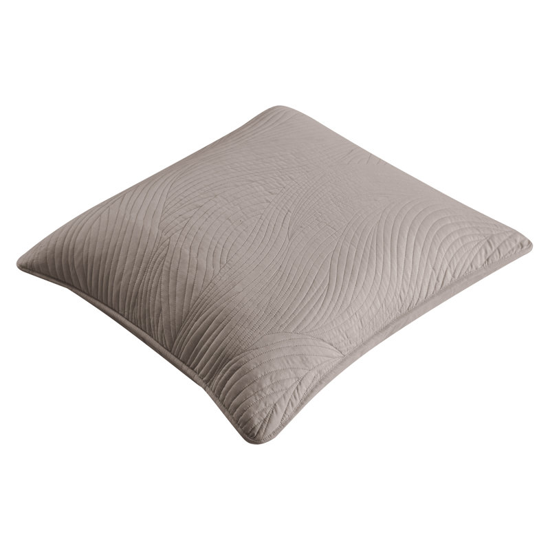 Light Grey Embroidered Cotton Polyester Euro Sham