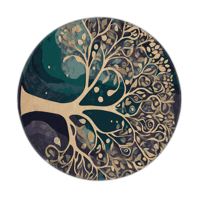 Galactic Greenery Indoor And Outdoor Area Rug, Round 5'