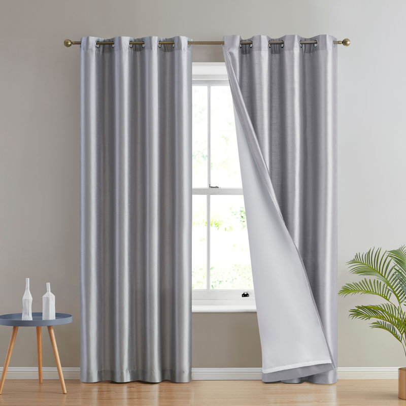 Eisenhart Semi Sheer Curtain Pair, 54" W x 63" L, Light Gray