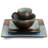 Gibson Elite Kaidence 16 Piece Square Stoneware Dinnerware Set In Bronze