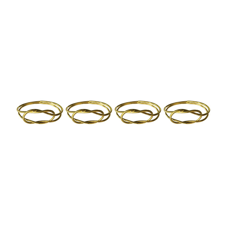 Gold Twisted Metal Napkin Rings Set of 4