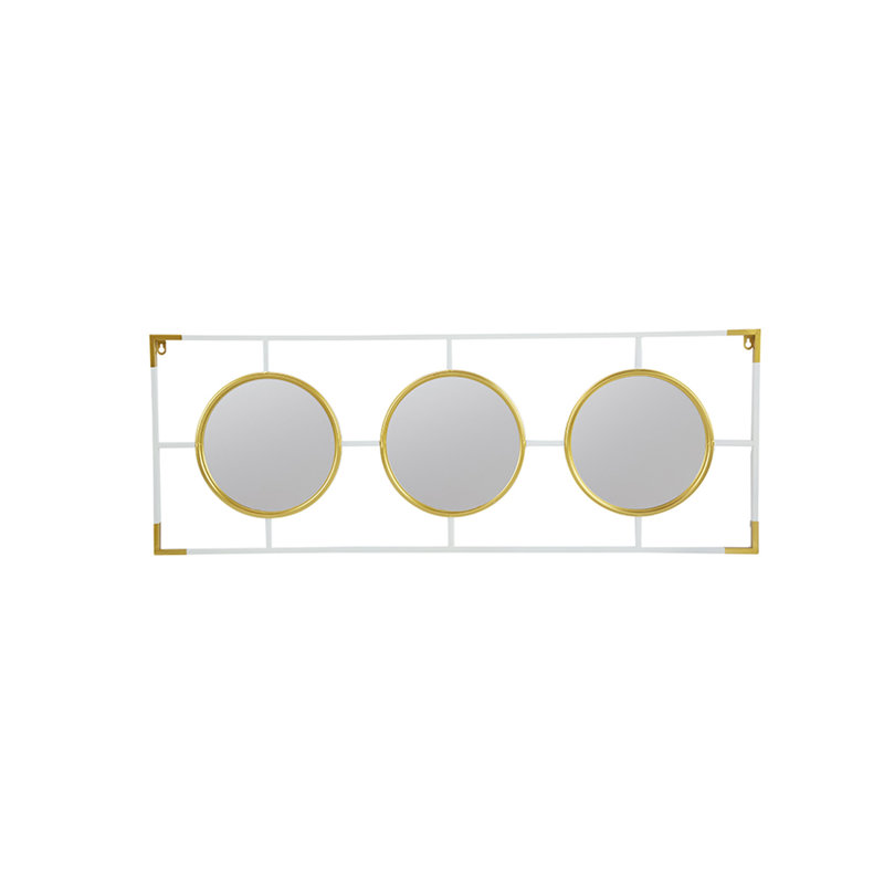 Cadre blanc 15,5 x 43,5 po avec miroir, Horizontal, Doré / Blanc