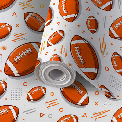 Papier peint auto-adhésif et amovible avec boules de papier, football américain, adhésif et amovible 24 po x 118 po (60 x 300 cm)