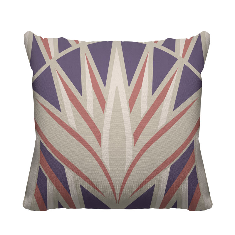Housse et insert de coussin d'extérieur carré Bloom Tribal, L 19 po x H 19 po, Mauve