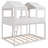 Full Over Full Wood Bunk Bed with Roof, Window, Guardrails & Ladder, Kids House Bunk Bed, White-128970543