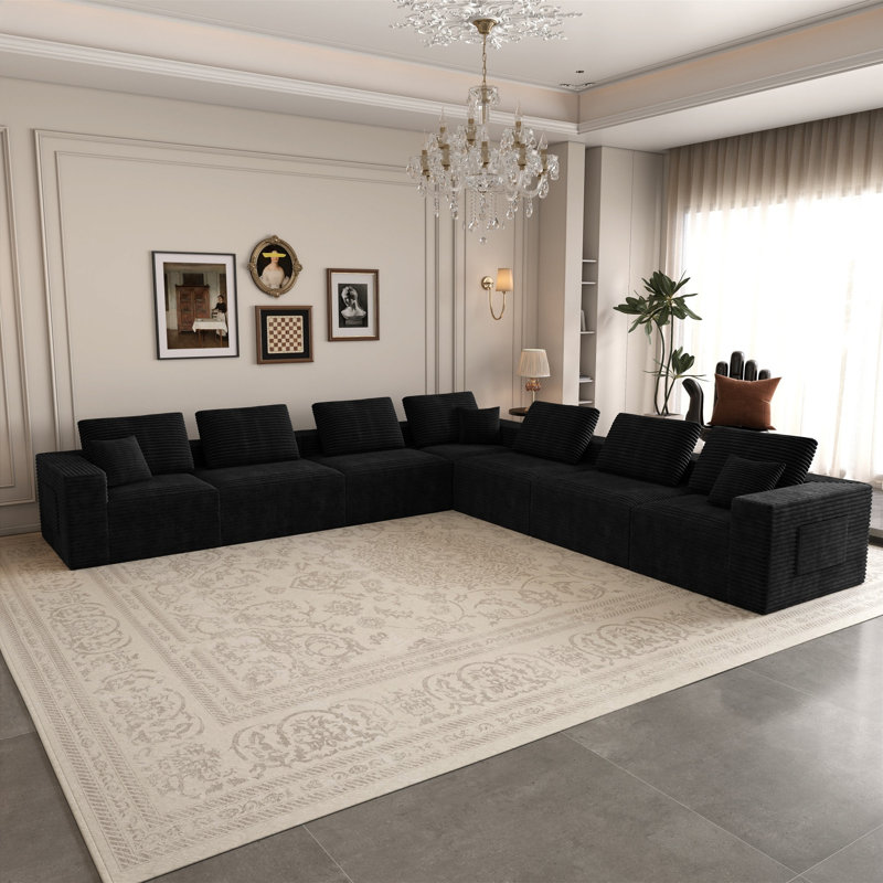 Canapé modulaire moderne en mousse de velours côtelé Compression Sectionals