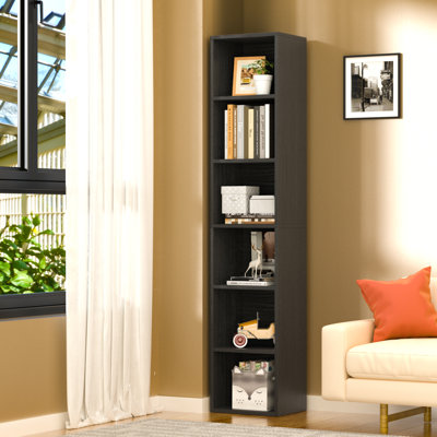 Imron Narrow Bookcase, Tall Corner Bookshelf for Bedroom, Living Room, Study
